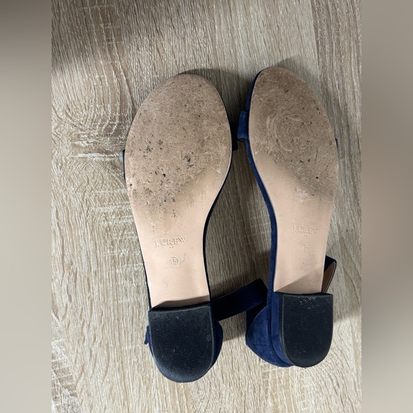 J.Crew Women 8.5 Hadley Blue Suede Flat Ankle Strap Sandals - Picture 7 of 10